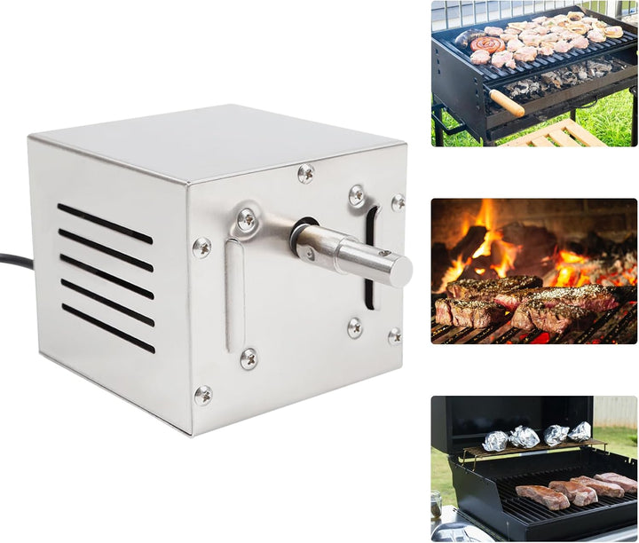25W Grillmotor für Grillspiess, 80-100kg Edelstahl Grillmotor, Edelstahl BBQ Grill Zubehör, BBQ Roti