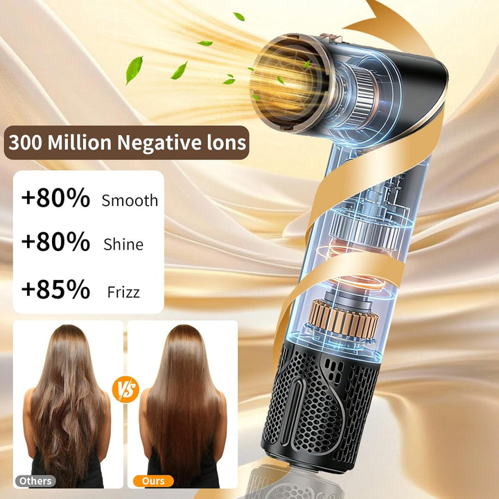 6 in 1 Hairstyler, Professioneller Föhnbürste Haarstyler, Hair Styler Set mit Auto Luft Links/Rechts