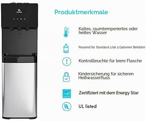 Avalon Wasserspender mit BioGuard, 3 Temperatureinstellungen, Warm-, Kalt- und Raumwasser, langlebig