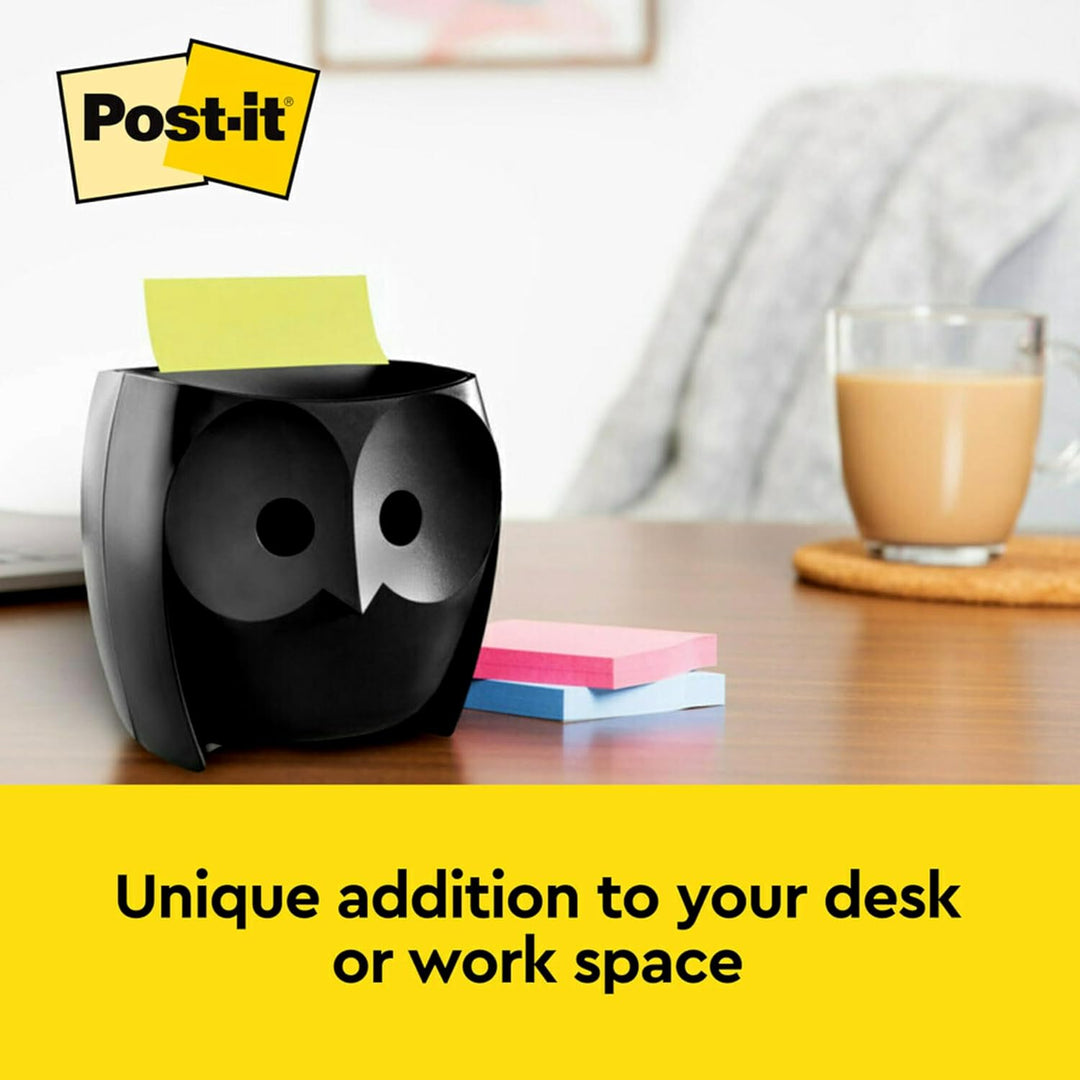 Post-it OWL-330-BK Eulen-Notizspender, inklusive 1 Block Post-it 7,6 x 7,6 cm, super klebriger Spend