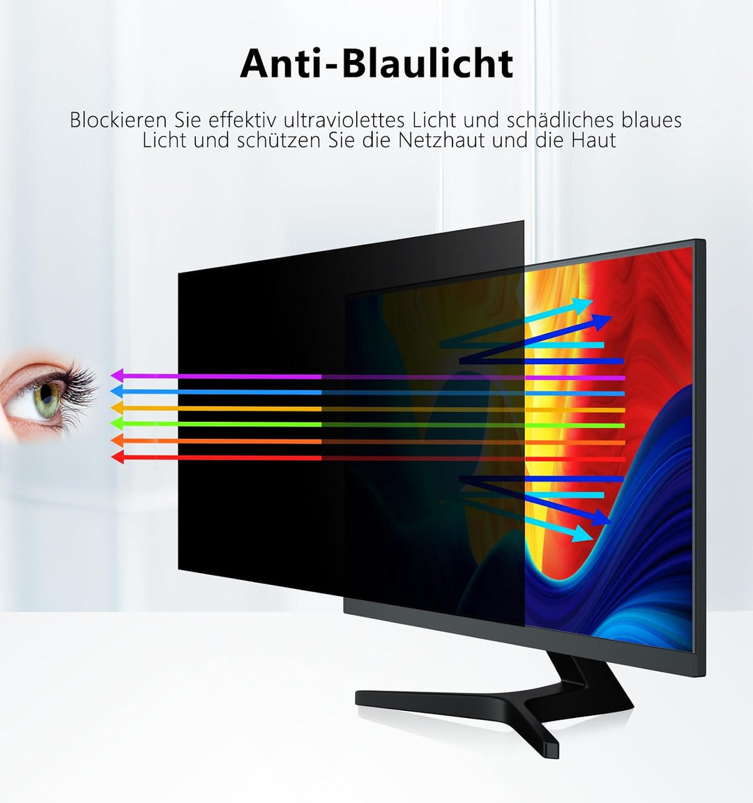 PYS 23,8 Zoll 16:9 Seitenverhältnis Sichtschutz für Computermonitor Abnehmbarer Anti-Blaulicht Anti-