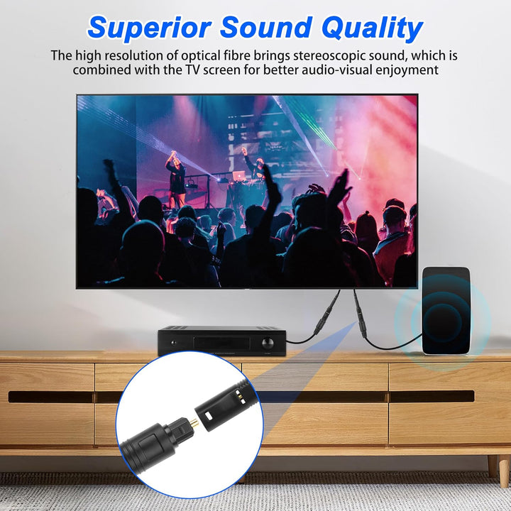 MEIRIYFA Digitaler Optischer Splitter Adapter 1 in 2 Out, 1M Toslink Digital Fiber Optic Audio Split
