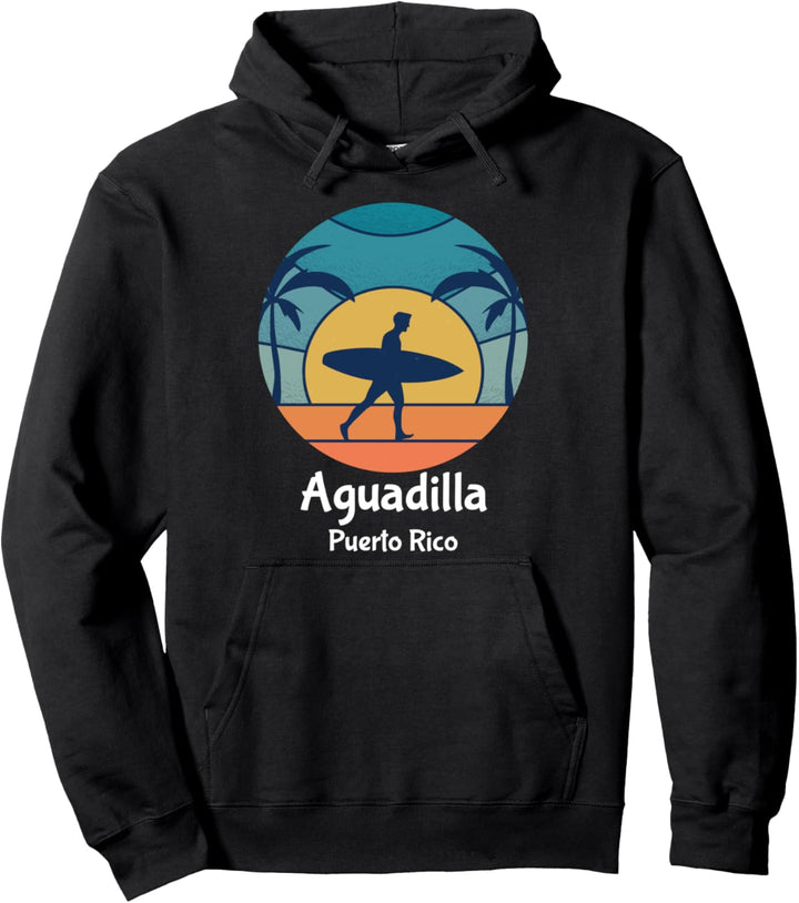 Aguadilla Puerto Rico Surfen Surfer Vintage Sonnenuntergang Pullover Hoodie