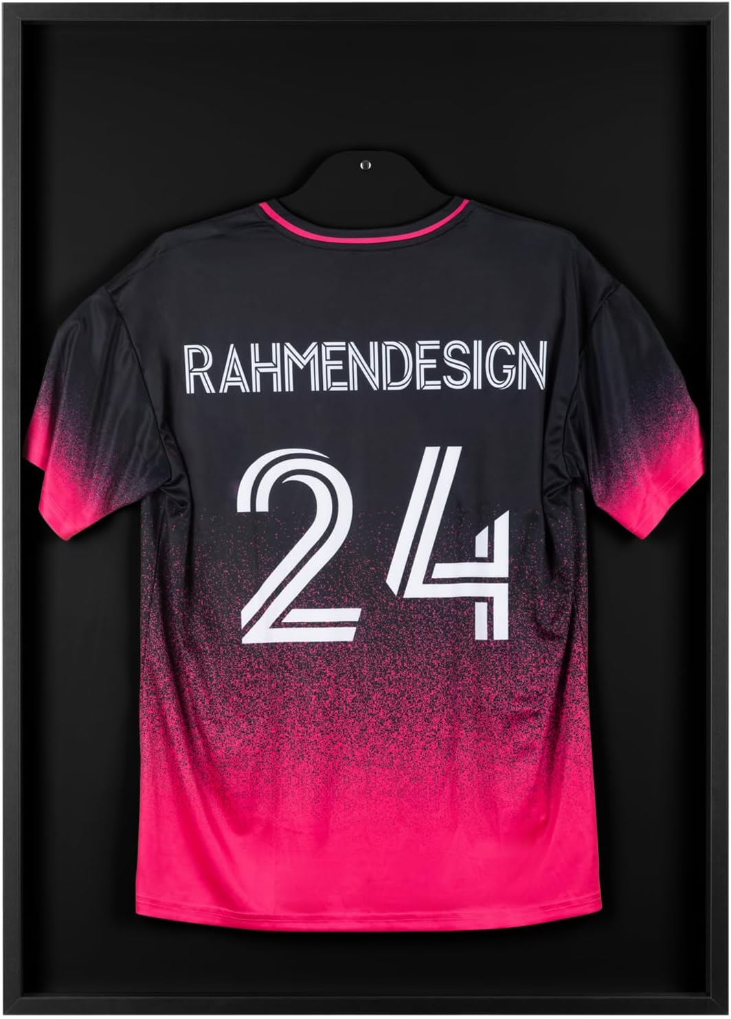Trikotrahmen Schwarz 50x70 mit Passepartout Schwarz – 3D Objektrahmen für Fussballtrikots – Jersey F