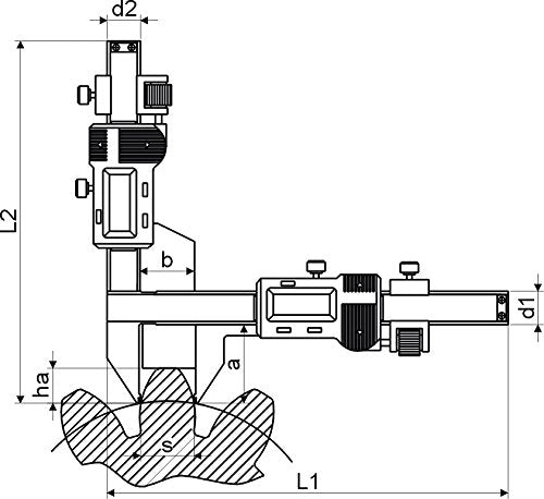 CNC QUALITÄT Digital- Zahnweiten- Messschieber - Messbereich M 5-50 mm