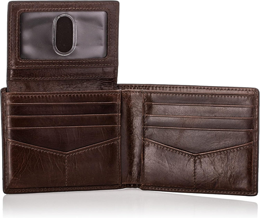 Fossil Herren Derrick Leder Bifold Geldbörse 11,43 cm L x 1,905 cm B x 8,89 cm H Dunkelbraun, Dunkel