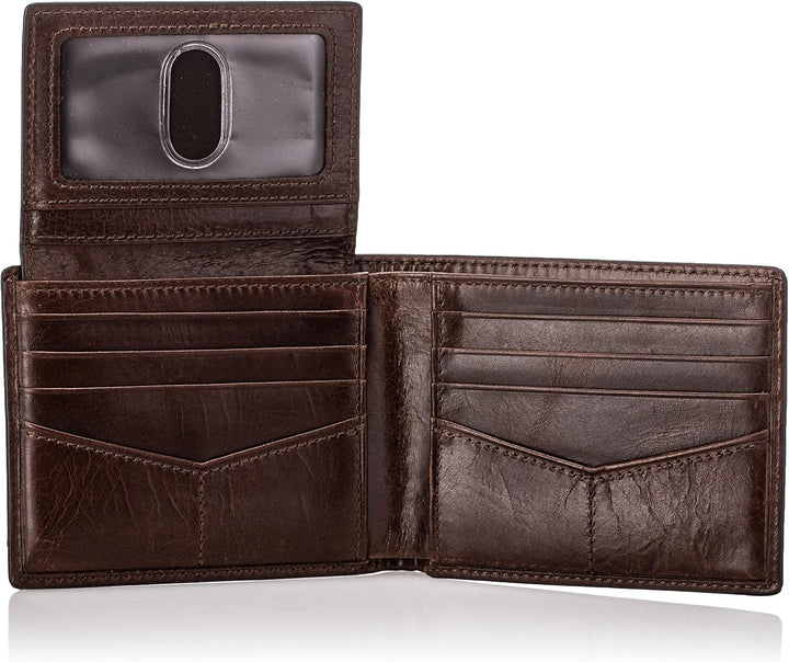 Fossil Herren Derrick Leder Bifold Geldbörse 11,43 cm L x 1,905 cm B x 8,89 cm H Dunkelbraun, Dunkel