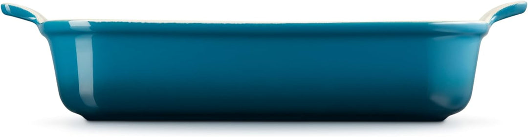 Le Creuset Rechteckige Auflaufform Tradition aus Steinzeug, 32 cm, 2.31 kg, Deep Teal, 7110232642000