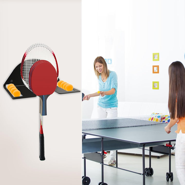 Tischtennisschläger Wandhalterung Ping Pong Schlägerständer Hält bis zu 6 Bälle und 4 Schläger Wandr