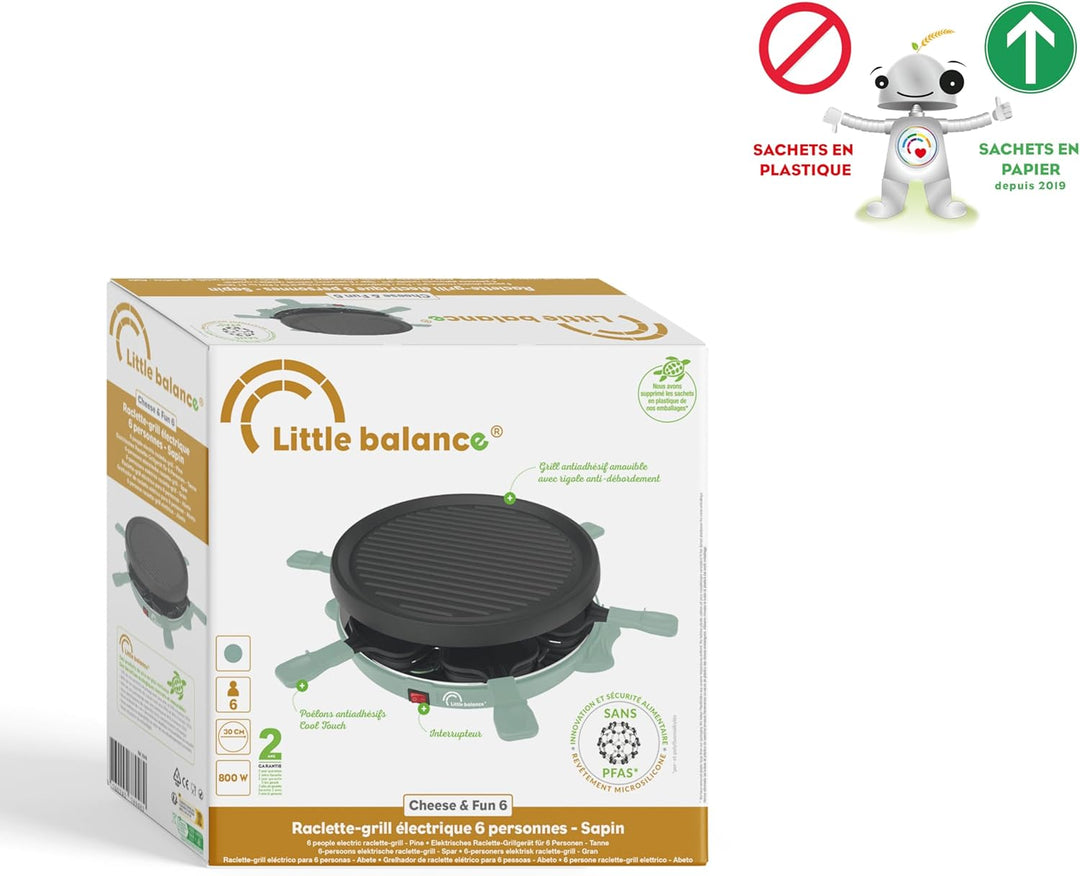 LITTLE BALANCE 8948 Cheese &amp; Fun, Raclette Grill, 2-in-1, für bis zu 6 Personen, PFAS-frei, 800 W, T