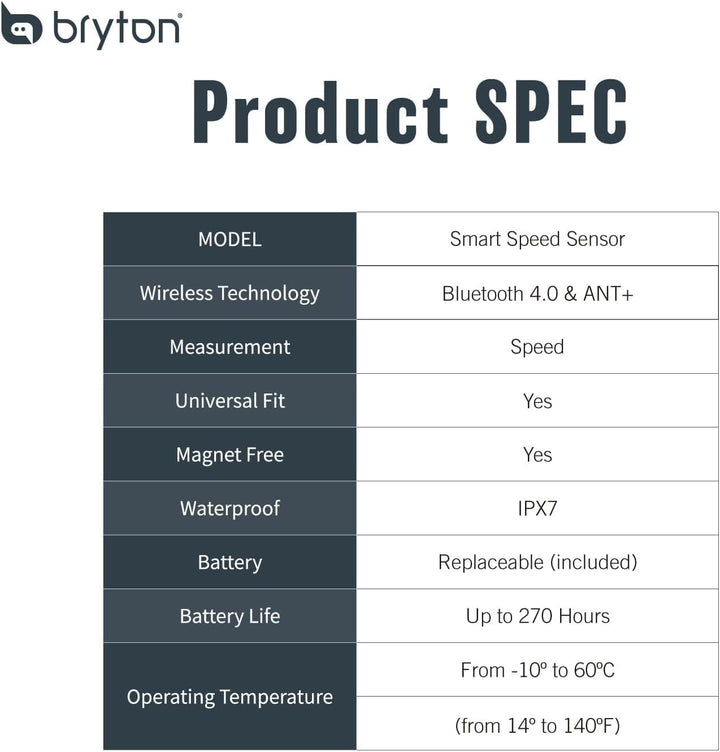 Bryton Geschwindigkeitssensor ANT+/BLE ohne Magnet für Nabe