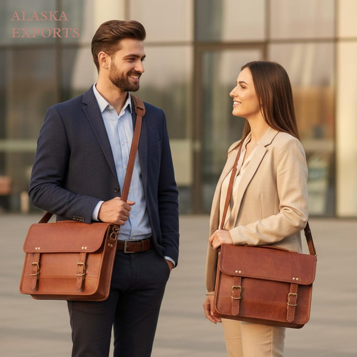 Alaska Exports Umhängetasche, Leder, für Damen und Herren 11 x 15 inch