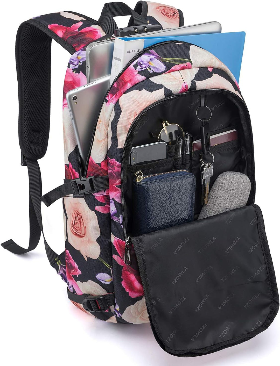 Tzowla Anti Diebstahl Laptop Rucksack für Herren,Rucksack Wasserdicht mit USB-Ladeanschluss und Schl