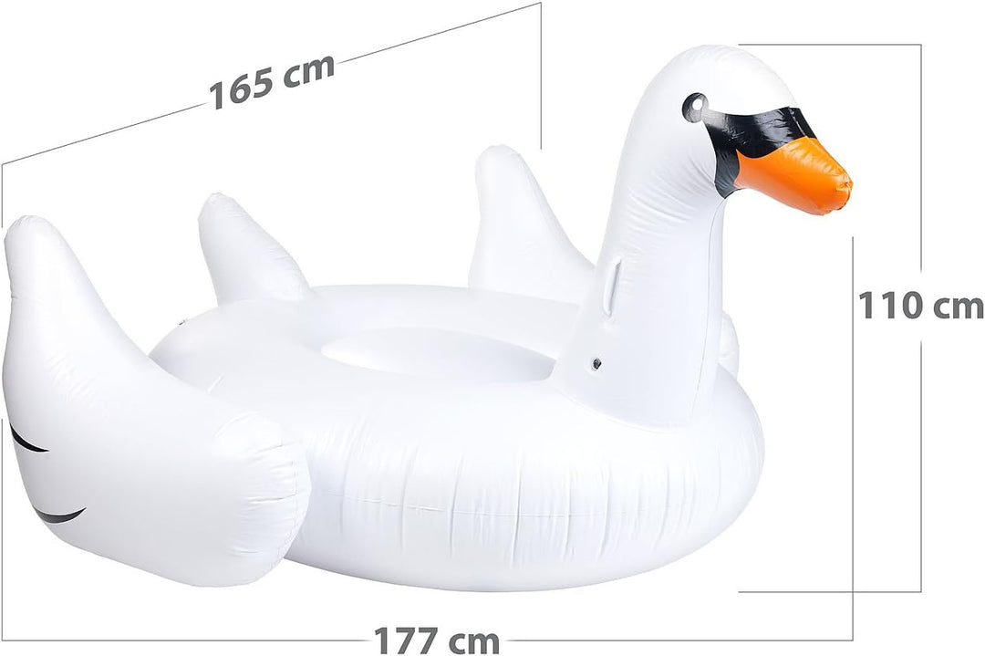 infactory Schwimmtier: Aufblasbarer XXL-Schwan, Badeinsel, 177 x 165 x 110 cm, bis 90 kg (Aufblasbar