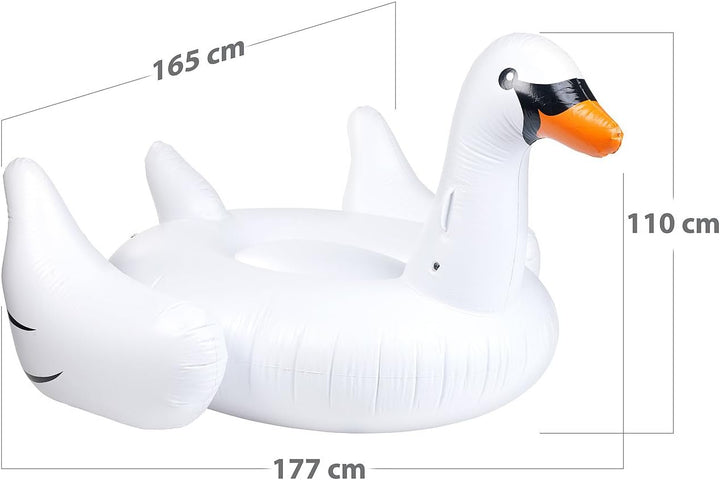infactory Schwimmtier: Aufblasbarer XXL-Schwan, Badeinsel, 177 x 165 x 110 cm, bis 90 kg (Aufblasbar