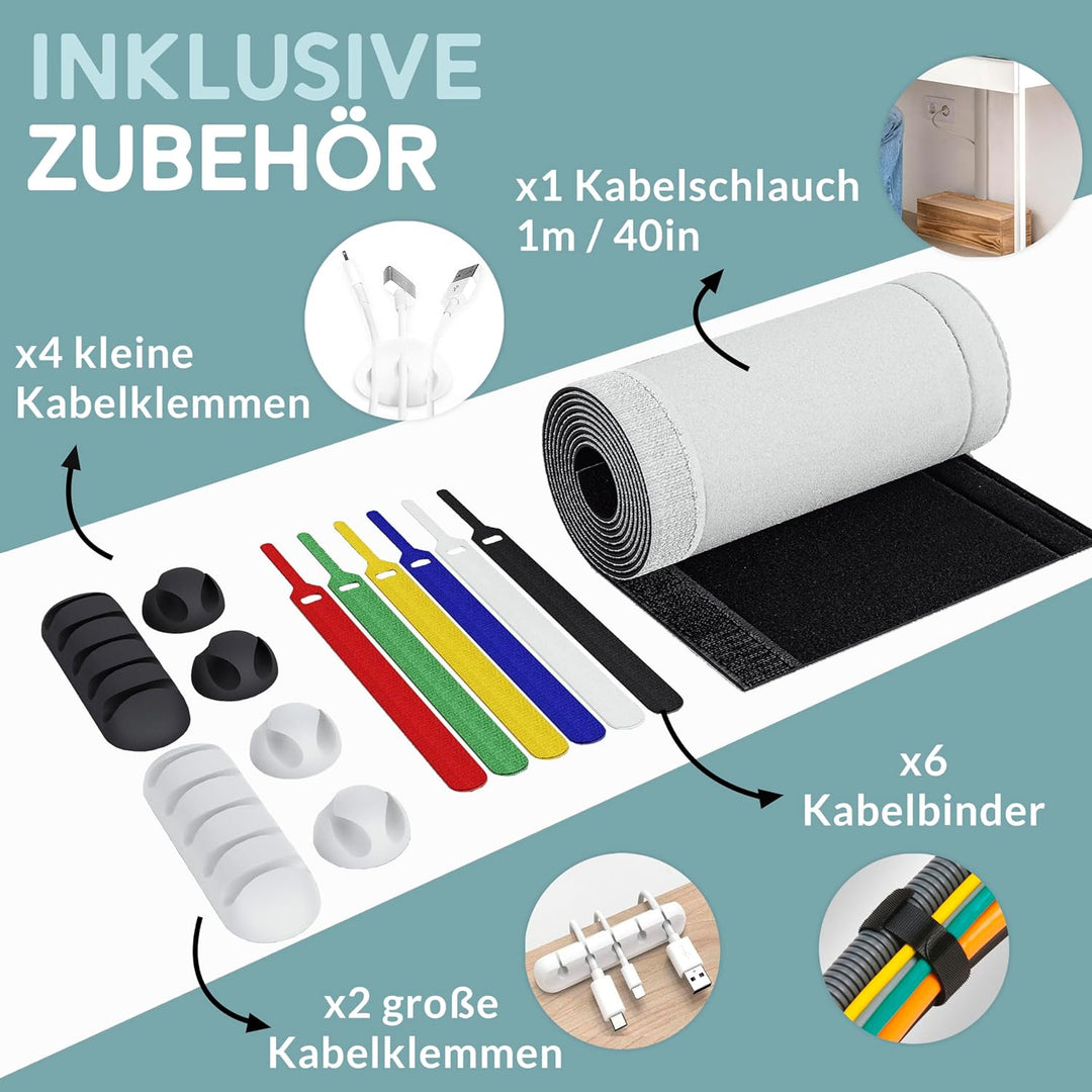 Nature Supplies Set mit 2 Kabelboxen aus Kiefernholz - 1 Klein Kabelbox als Schreibtisch-Organizer,