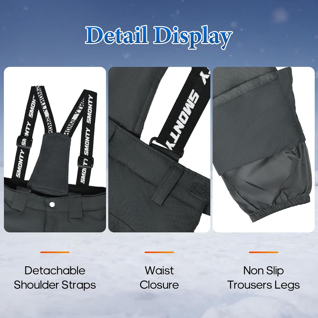 SMONTY Skihose für Kinder Mädchen Winter Wasserdicht Winddicht Warme Snowboard-Rückenhose Standard 1