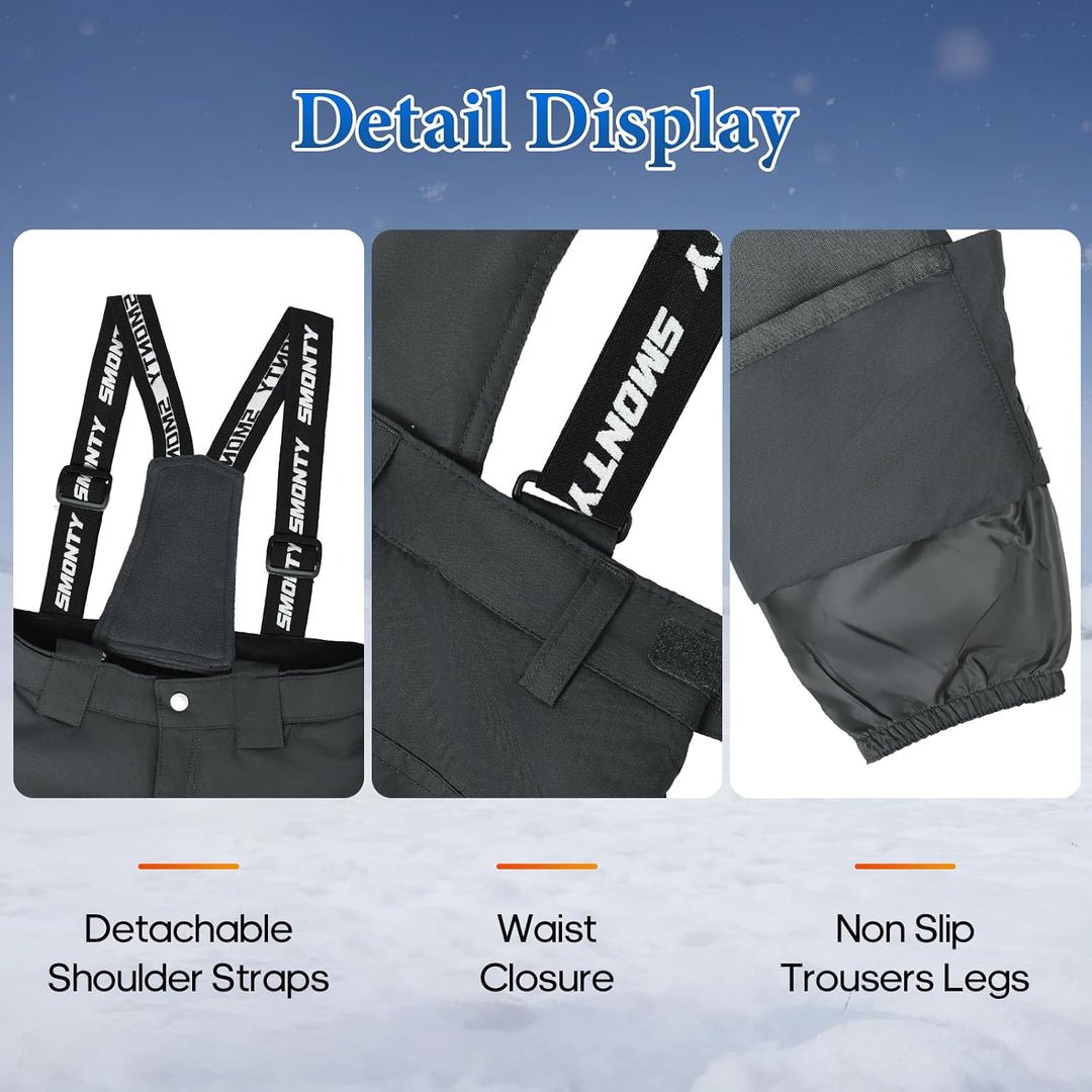 SMONTY Skihose für Kinder Mädchen Winter Wasserdicht Winddicht Warme Snowboard-Rückenhose 9-10 Jahre
