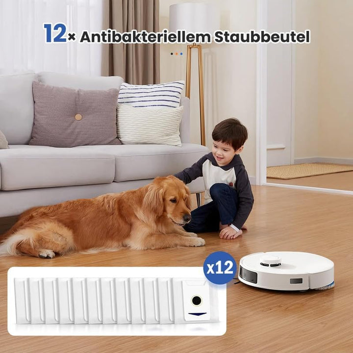 12 Stück Staubbeutel für Ecovacs Deebot T30 Omni / T30 Pro Omni Roboter, 3L Grosse Kapazität, Staubs
