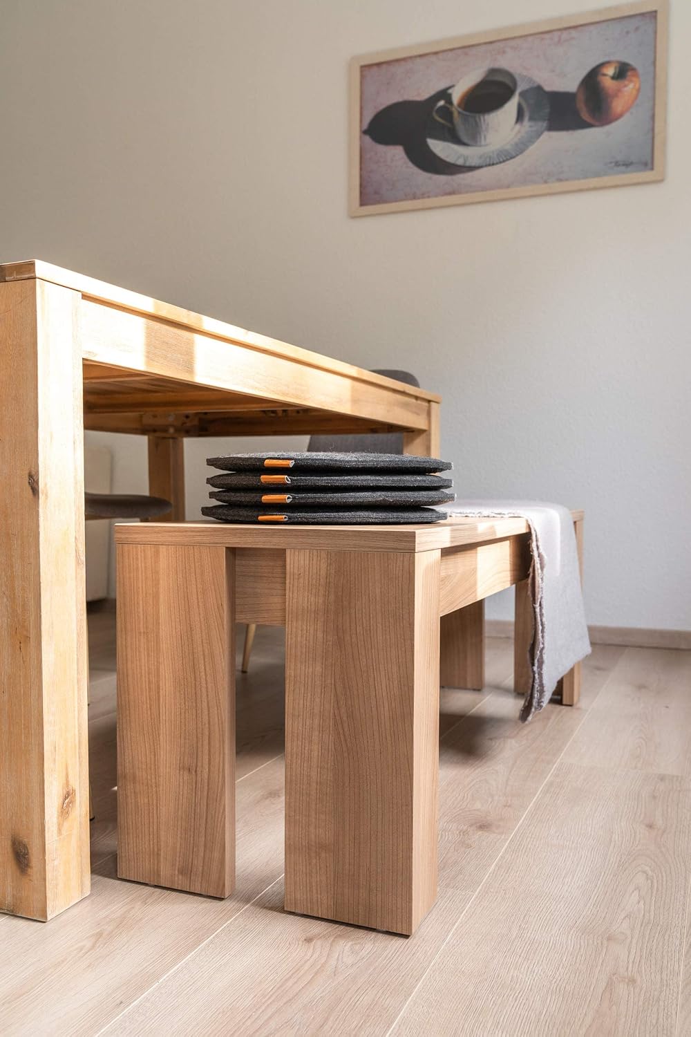Miqio Design Filz Sitzkissen XL Rund mit Antirutschnoppen | 40cm | 6er-Set | Indoor und Outdoor | Na
