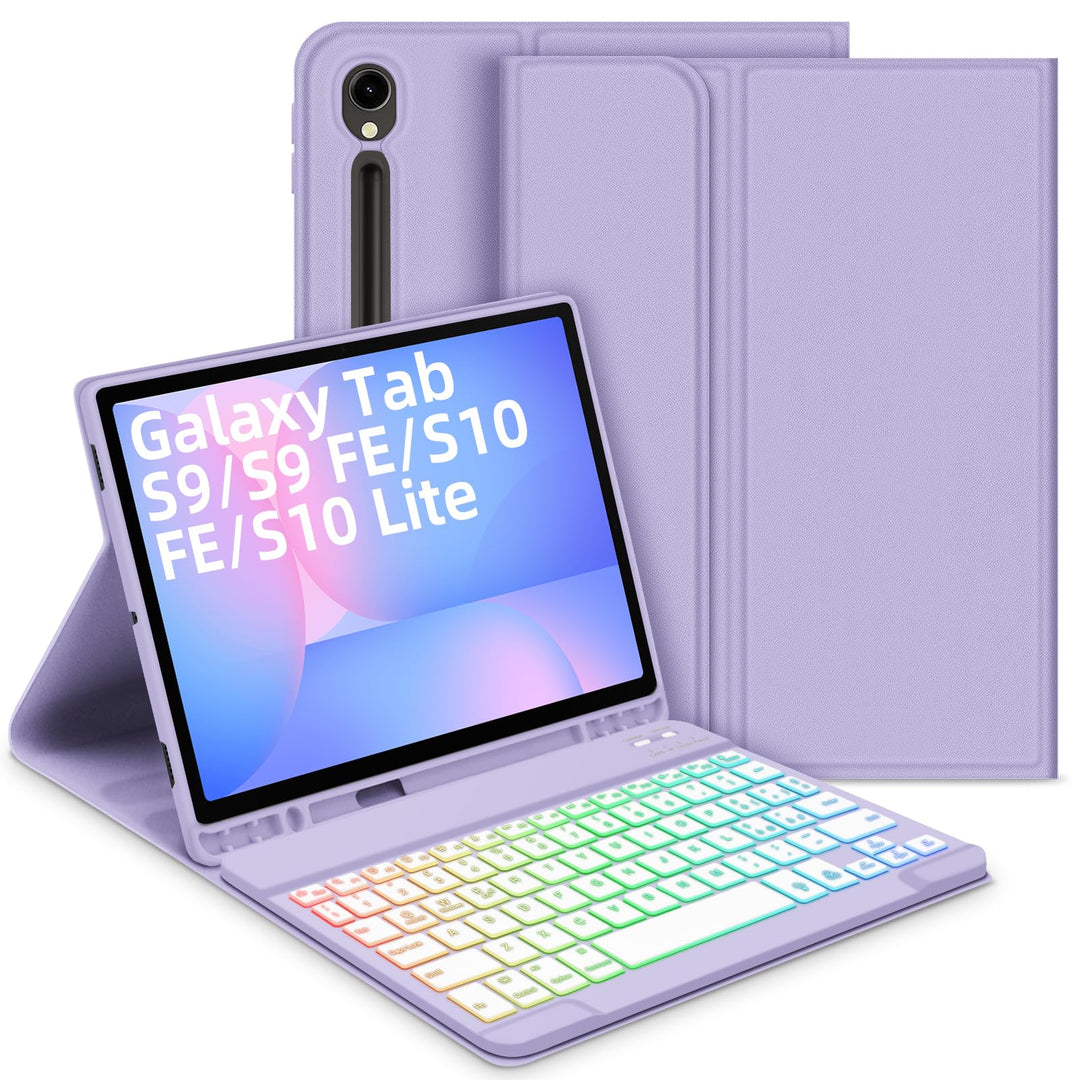 Bettdow für Samsung Galaxy Tab S9 FE+/S9+ 2023 Tastatur Hülle, Lila (Italienisch), Lila