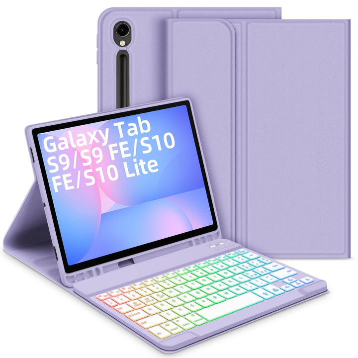Bettdow für Samsung Galaxy Tab S9 FE+/S9+ 2023 Tastatur Hülle, Lila (Italienisch), Lila