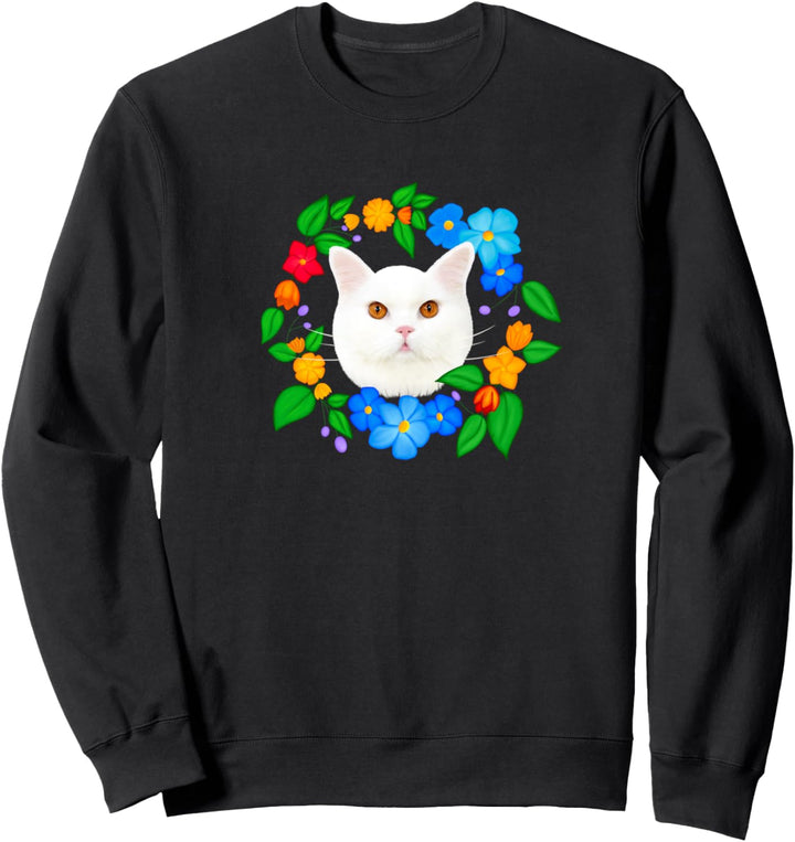Katze mit Blumen Sweatshirt