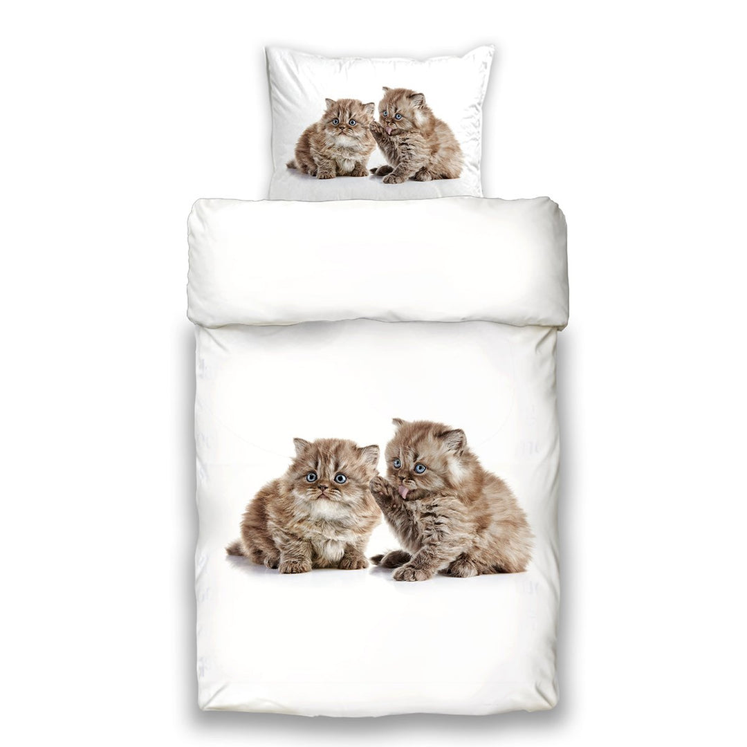 Schwanberg 2 TLG. Bettwäsche Katzen Set Jimmy Baumwolle Renforcé Softtouch Qualität, Grösse:135x200