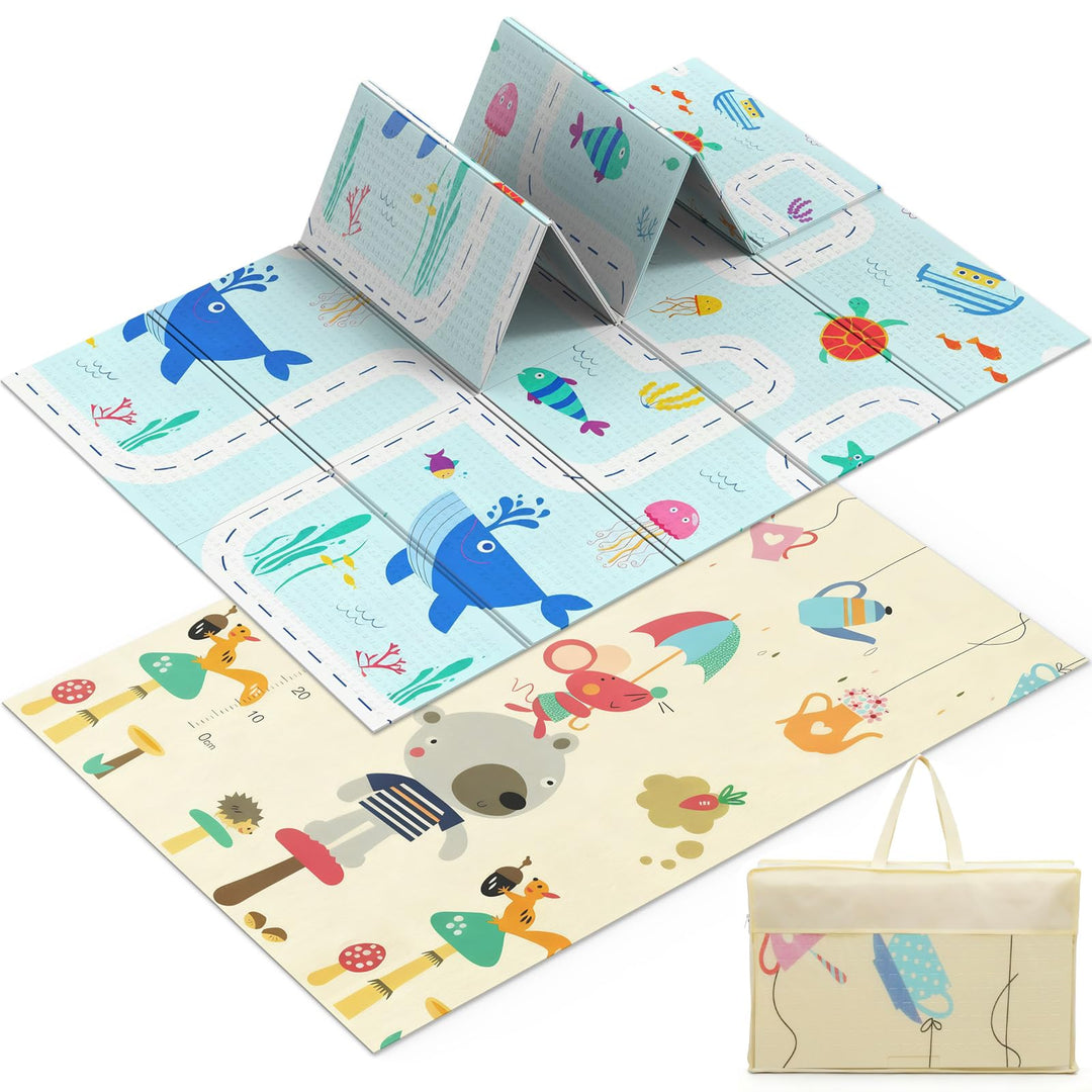 Huracan Premium Spielmatte Baby, Krabbelmatte Kinder 180x120cm, EXTRA DICK 10mm Beidseitig Babymatte