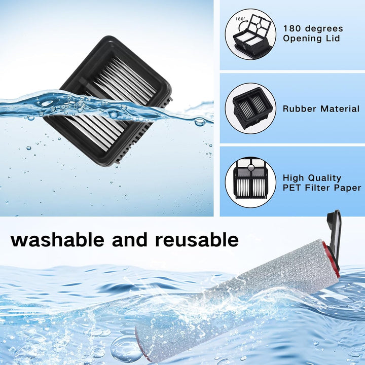 H12 Pro Zubehör für Dreame H12 Pro, H12 Dual Nass- und Trockensauger Ersatzteile, 2 Bürstenrolle + 2