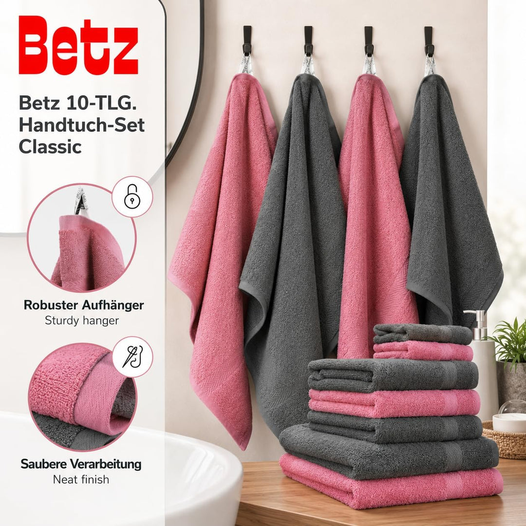 Betz 10-TLG. Handtuch-Set Classic 100% Baumwolle 2 Duschtücher 4 Handtücher 2 Gästetücher 2 Seiftüch