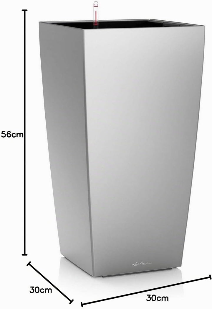 LECHUZA CUBICO Premium 30 silber metallic 18185 29.5x29.5x56.5 cm Silber Metallic, 29.5x29.5x56.5 cm