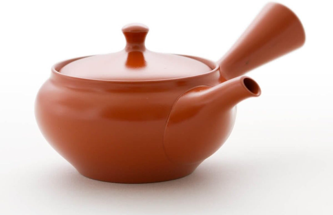 Original japanische Teekanne, Kyusu, mit 5 Becher: Shu Hiramaru. Integriertes Tee-Sieb aus Edelstahl