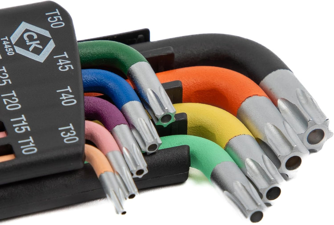 C.K Torx-Schlüsselset 9 Stk, Manipulationssicher, T10–T50, Stern-Sechskant-Inbusschlüsselsatz, Farbc
