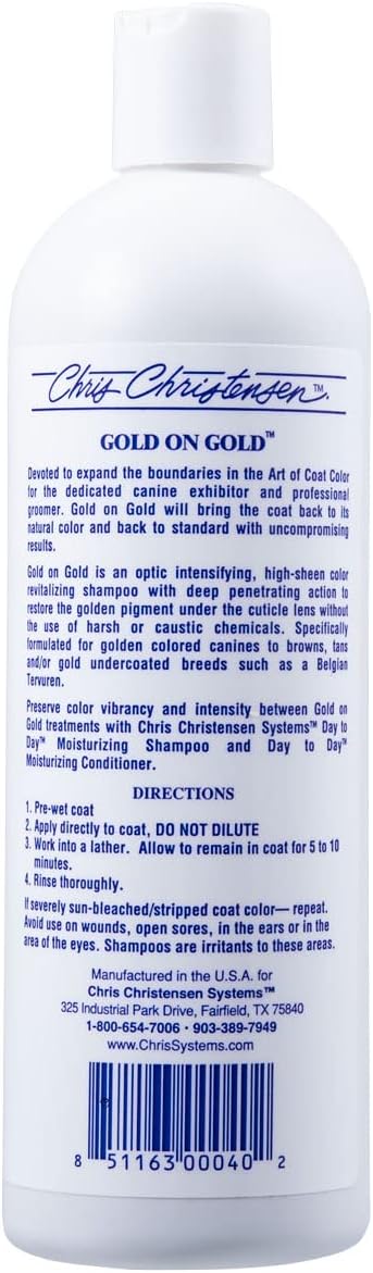 Chris Christensen Gold on Gold Shampoo - Hundeshampoo für strahlendes Fell und glänzende Ergebnisse,