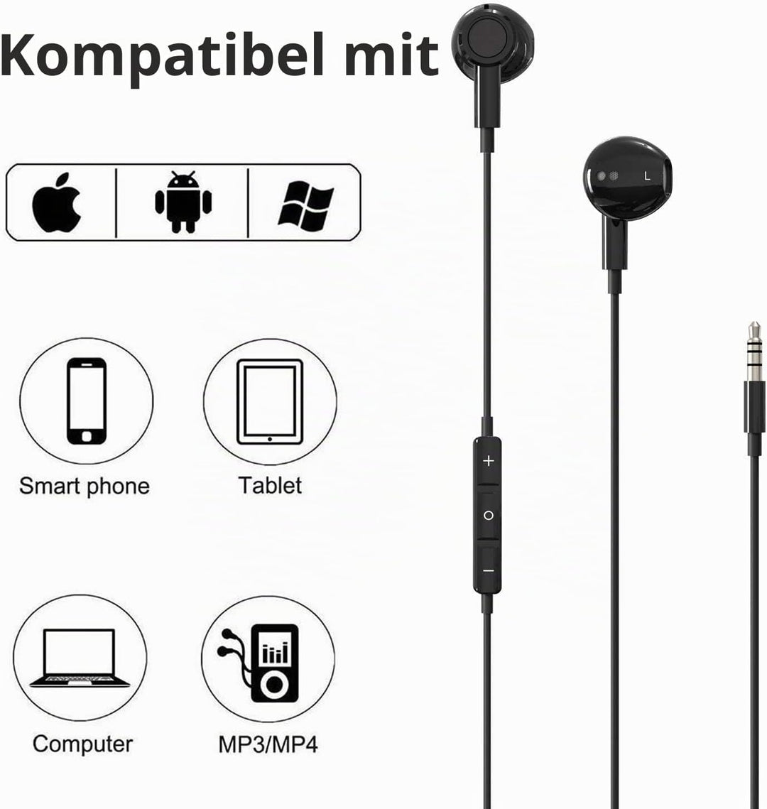 Hochauflösende In-Ear-Kopfhörer mit Kabel, extra Bass, geräuschisolierend, mit Mikrofon, für iPhone,