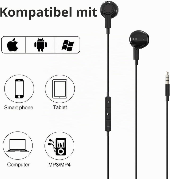 Hochauflösende In-Ear-Kopfhörer mit Kabel, extra Bass, geräuschisolierend, mit Mikrofon, für iPhone,