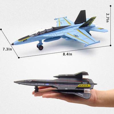 2PCS Flugzeug Modell mit Sound & Licht, Pull Back Alloy Flugzeug Militärspielzeug Diecast Jet Spielz