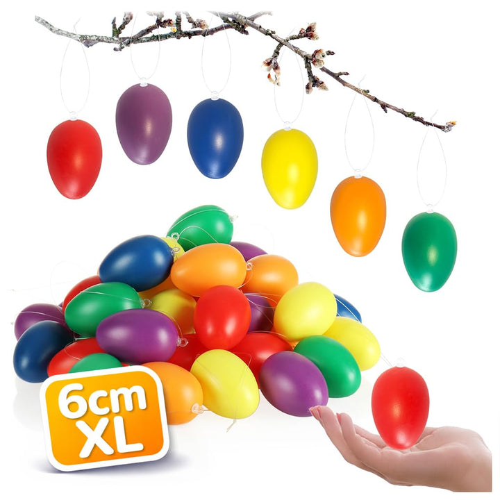 com-four® 36x Ostereier zum Aufhängen - Osterdeko in leuchtenden Farben - Deko Ostereier aus Kunstst