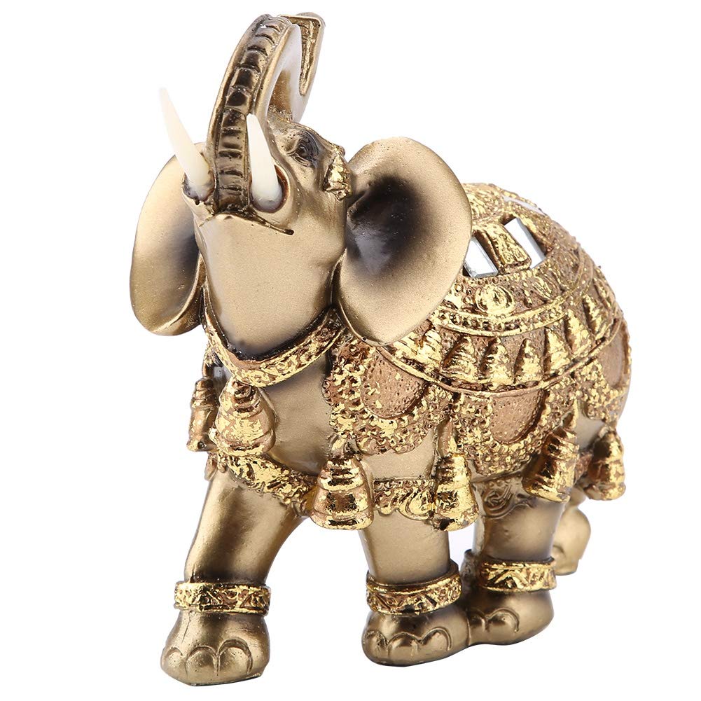 Walfront Lucky Feng Shui Golden Elefant Statue Skulptur Reichtum Figur Geschenk Home Decoration (Gol