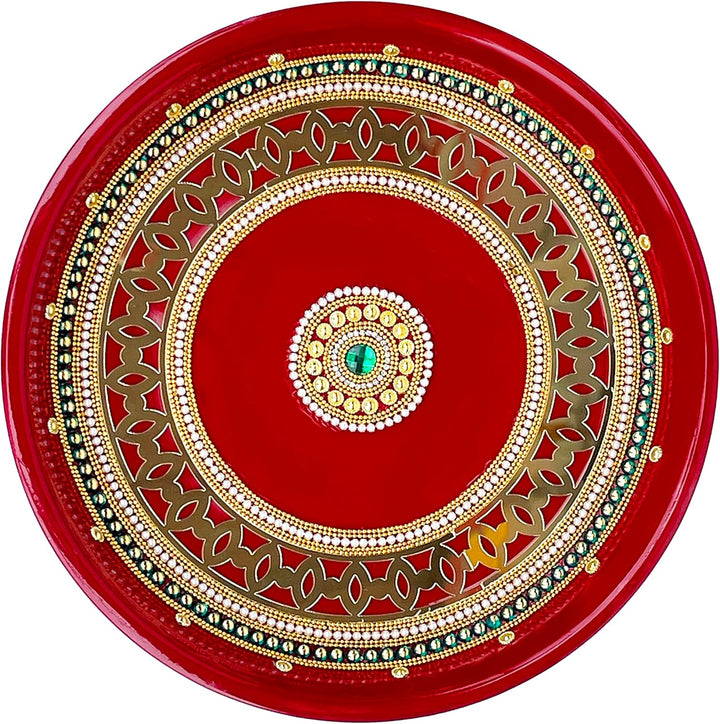Handcrafted Pooja Thali Plate Platter Engagement Plate Decorative Steel Puja Thali Essential Karwach