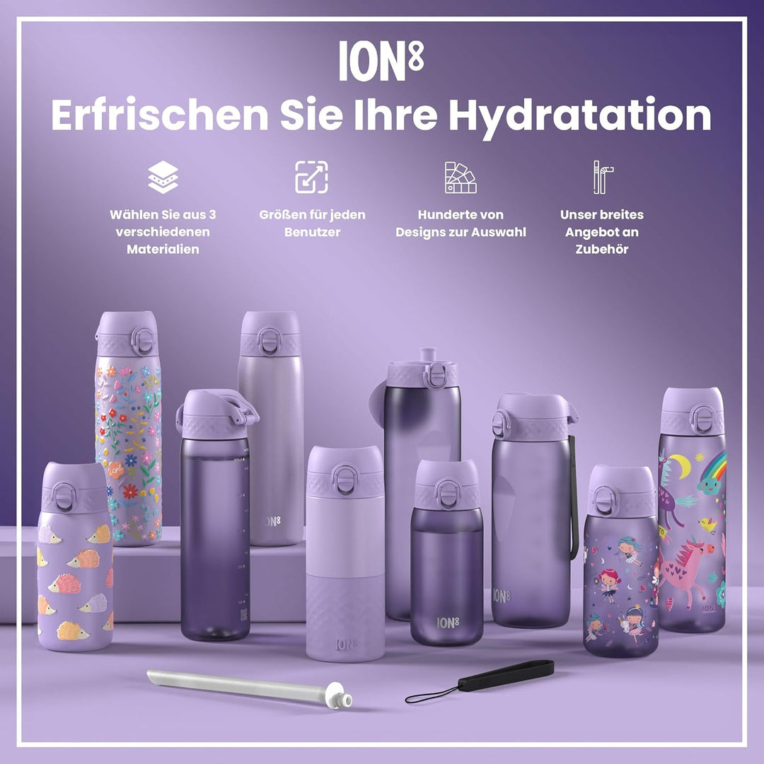 ion8 Leicht Stahl-Trinkflasche 600 ml Nicht IsoliertAuslaufsicher Einhandöffnung Sichere Verriegelun