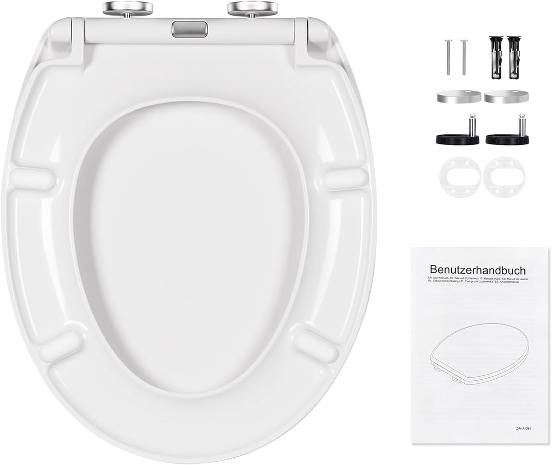 WOLTU WC Sitz mit Absenkautomatik, Toilettendeckel O-Form aus Duroplast Schmetterlingsorchidee, Schm