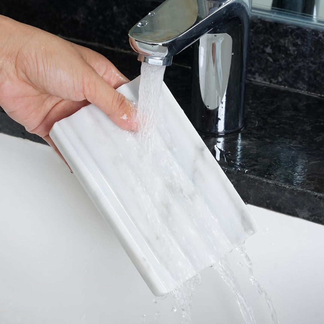 2 Stück Marmor Seifenschale, Seifenhalter mit Ablauf, Seifenablage Waschbecken, Kreative Seifenschal