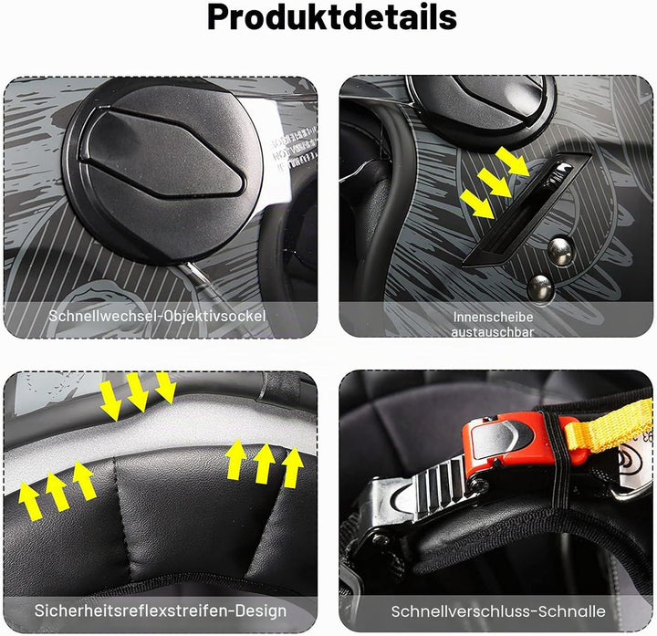 LIONCIANO Motorradhelm, ECE 22.06-zertifizierter halboffener Helm, offener Helm, Moto und Roller, Da
