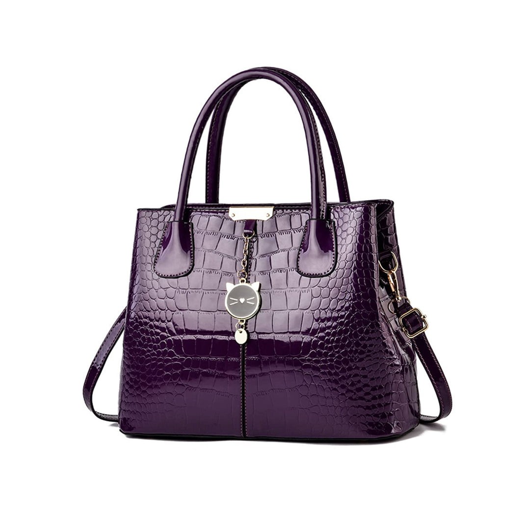 NICOLE & DORIS Handtaschen Damen Elegant Lackleder Handtasche Krokoprägung Henkeltasche Arbeits Tasc
