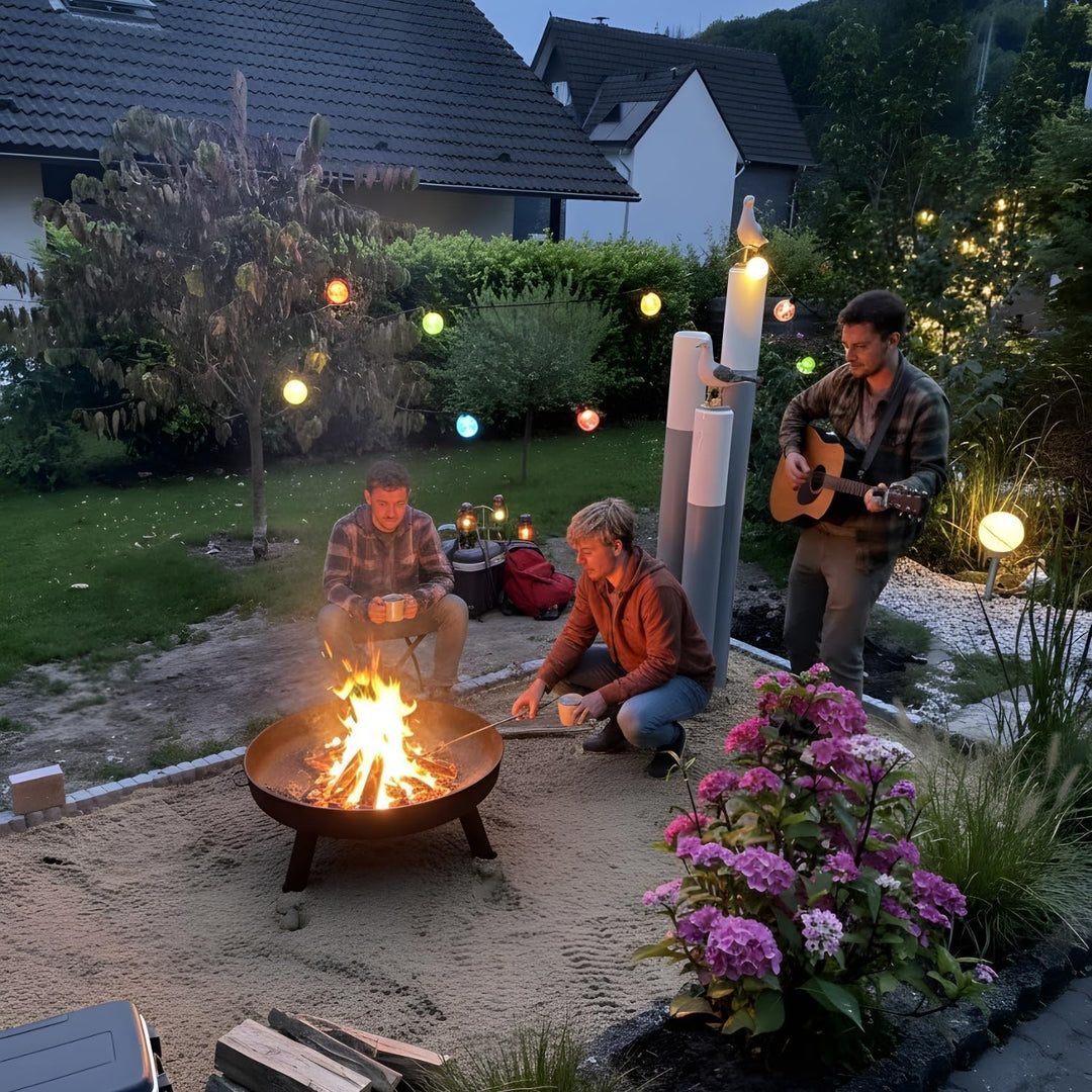 Feuerschale 80 cm, Feuerstelle Garten mit Griffen und Abnehmbaren Beinen,Feuerschale Edelstahl Tragb