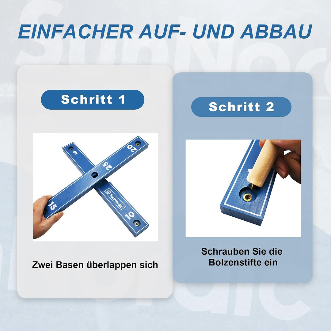 SunNordic Ringwurfspiel-Set aus Holz inklusive Wurfringen und Tragetasche Blue, Blue