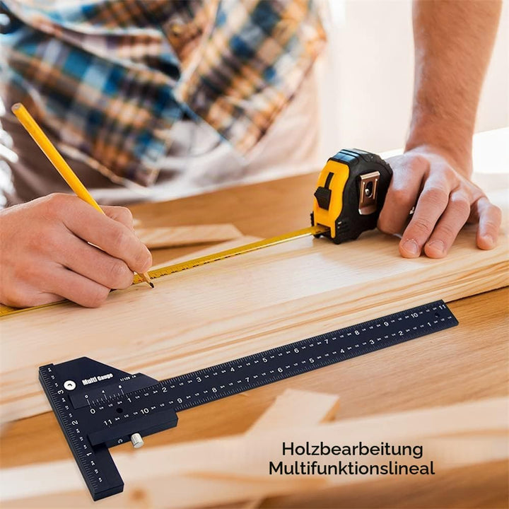 Ticfox Multi-Gleit-Tiefenmesser Aluminiumlegierung T-Quadrat-Lineal Holzbearbeitung Anreisser Messwe