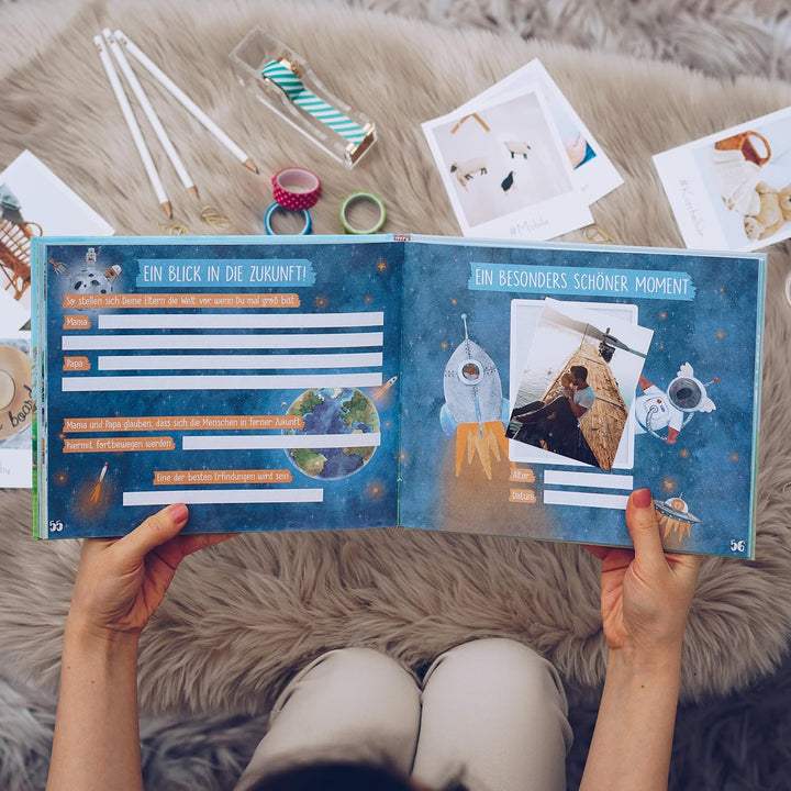 TWIVEE - Babyalbum - Mein erstes Jahr - Mädchen und Jungen - Erinnerungsbuch Baby - Babytagebuch - B